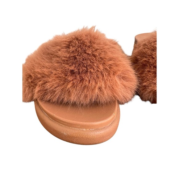 Steve Madden Women's Size 8M Shoes Tan Slides Fur Lined Comfort Sandals - Picture 3 of 10